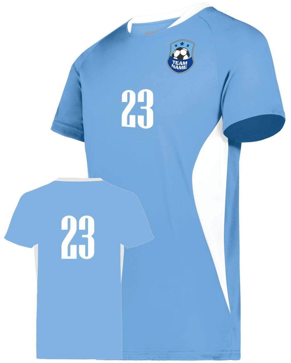 High 5 Youth Octane Custom Soccer Jersey, color: Columbia/White