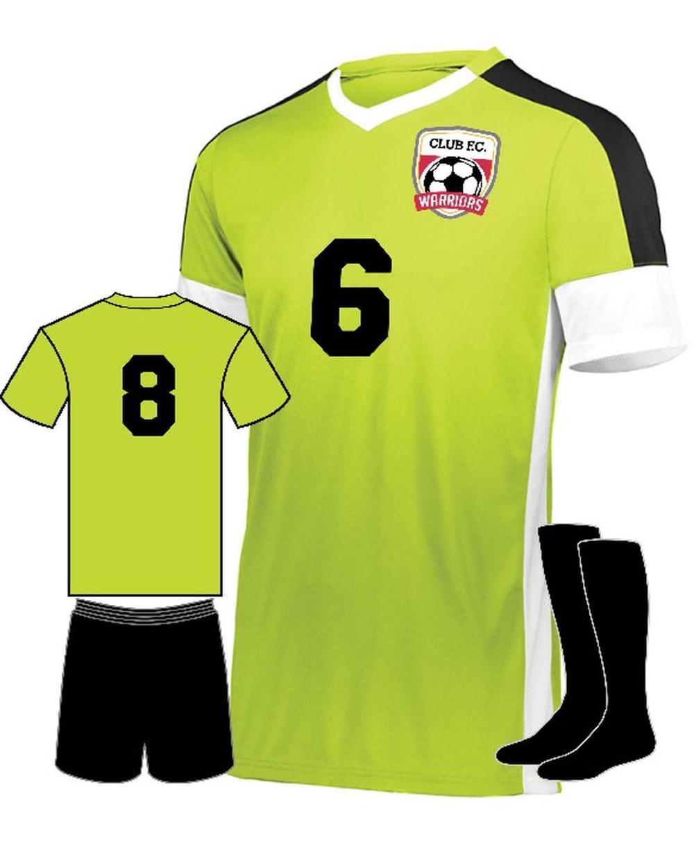 High 5 Youth Wembley Custom Soccer Uniform, color: Lime/White/Black