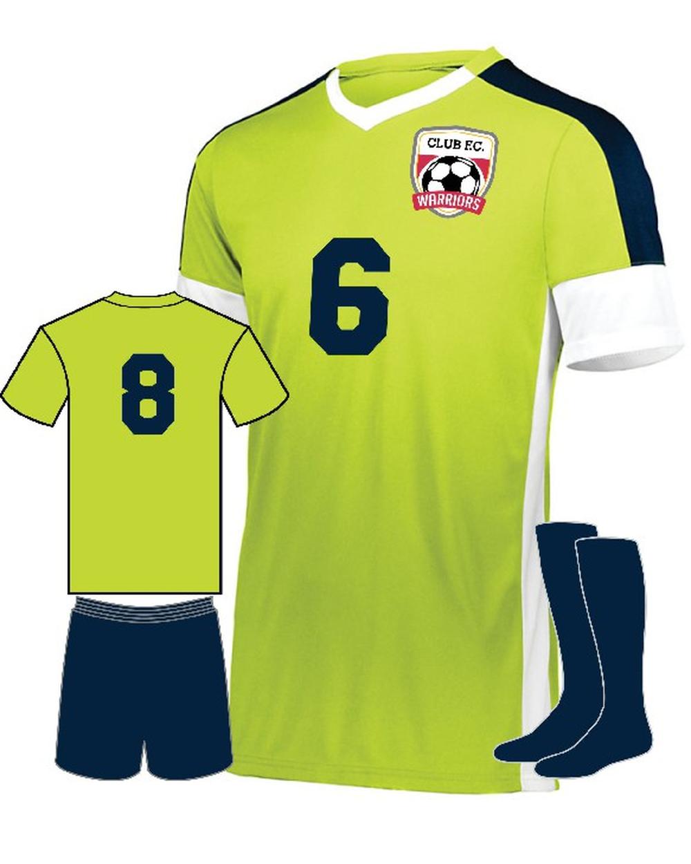 High 5 Youth Wembley Custom Soccer Uniform, color: Lime/White/Navy