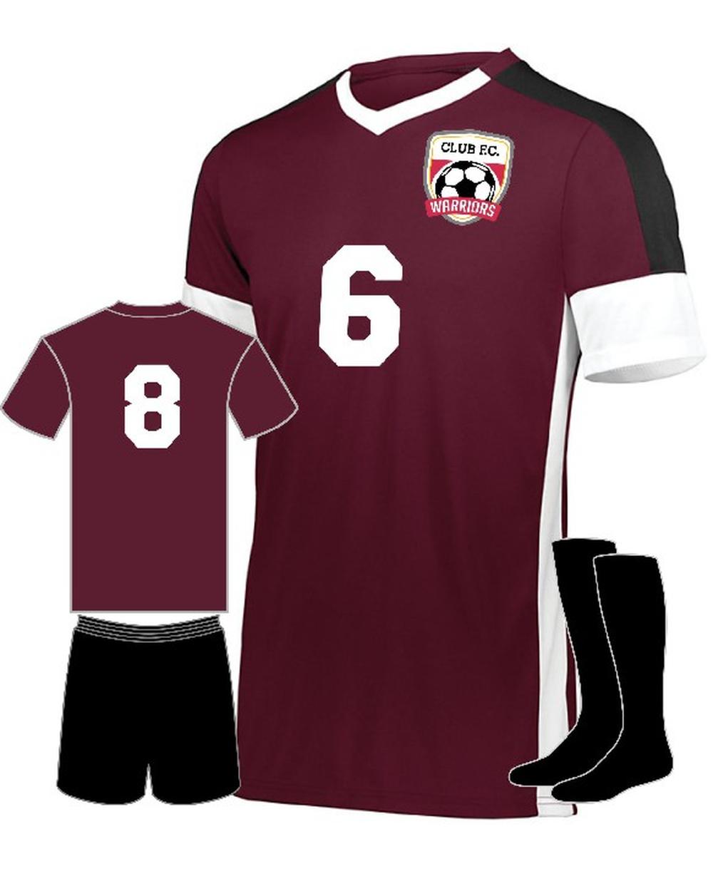 High 5 Youth Wembley Custom Soccer Uniform, color: Maroon/White/Black