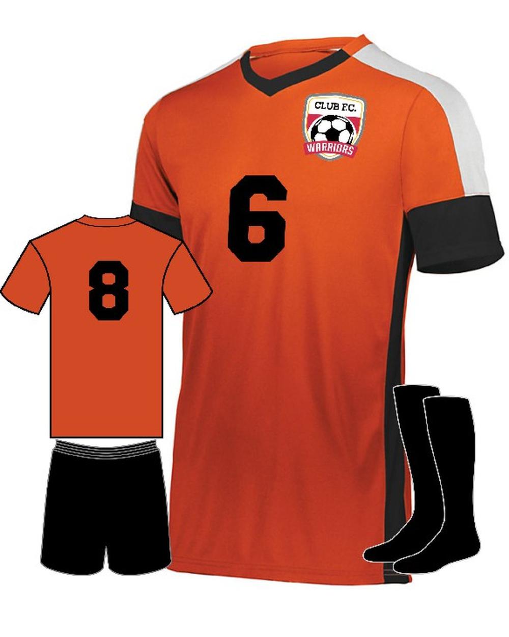 High 5 Wembley Custom Soccer Uniform, color: Orange/Black/White