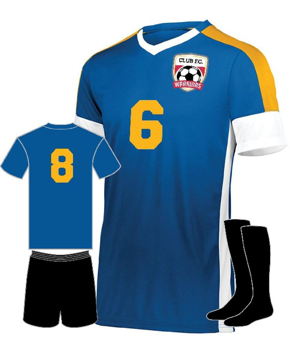 High 5 Youth Wembley Custom Soccer Uniform, color: Royal/White/Athletic Gold