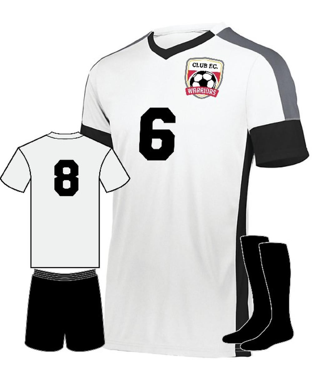 High 5 Wembley Custom Soccer Uniform, color: White/Black/Graphite