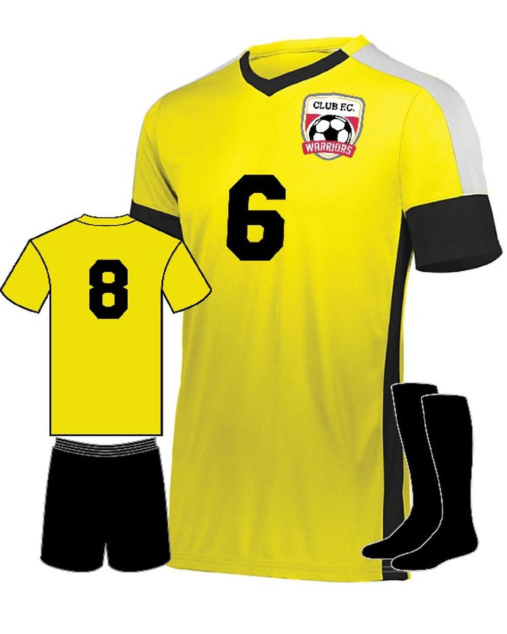 High 5 Youth Wembley Custom Soccer Uniform, color: Power Yellow/Black/White