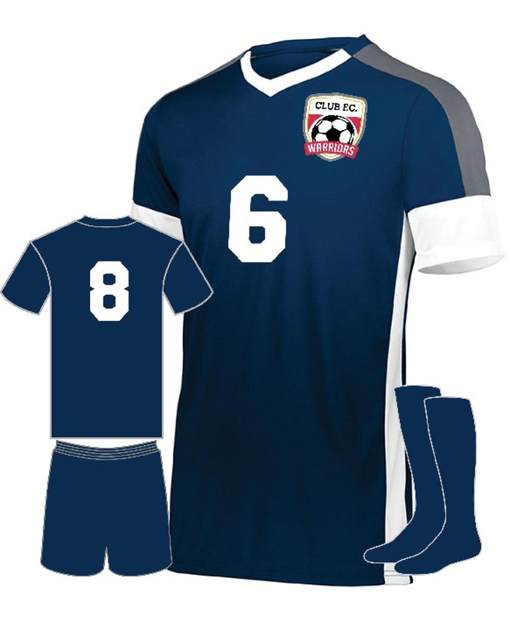 High 5 Wembley Custom Soccer Uniform, color: Navy/White/Carbon