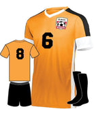 High 5 Wembley Custom Soccer Uniform, color: Power Orange/White/Black