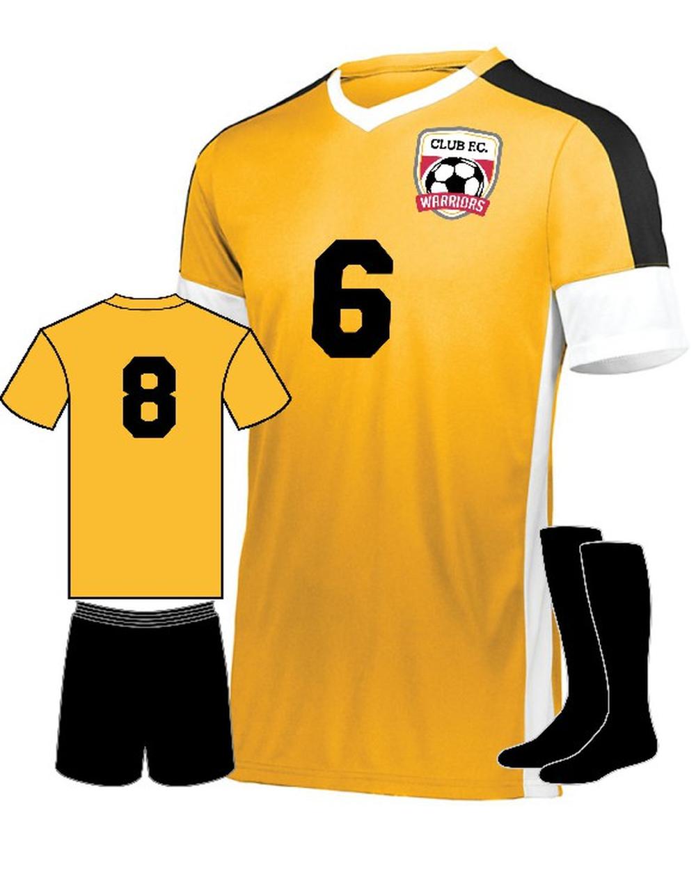 High 5 Youth Wembley Custom Soccer Uniform, color: Athletic Gold/White/Black