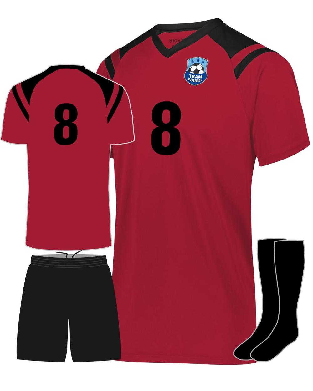 High 5 Men's Sheffield Custom Soccer Uniform, color: Scarlet/Black