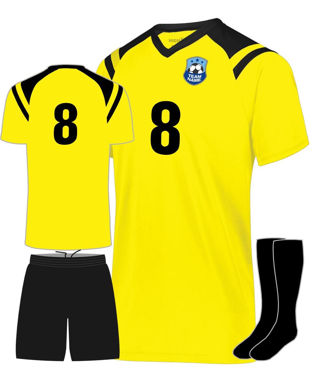 High 5 Men's Sheffield Custom Soccer Uniform, color: Electric Yellow/Black