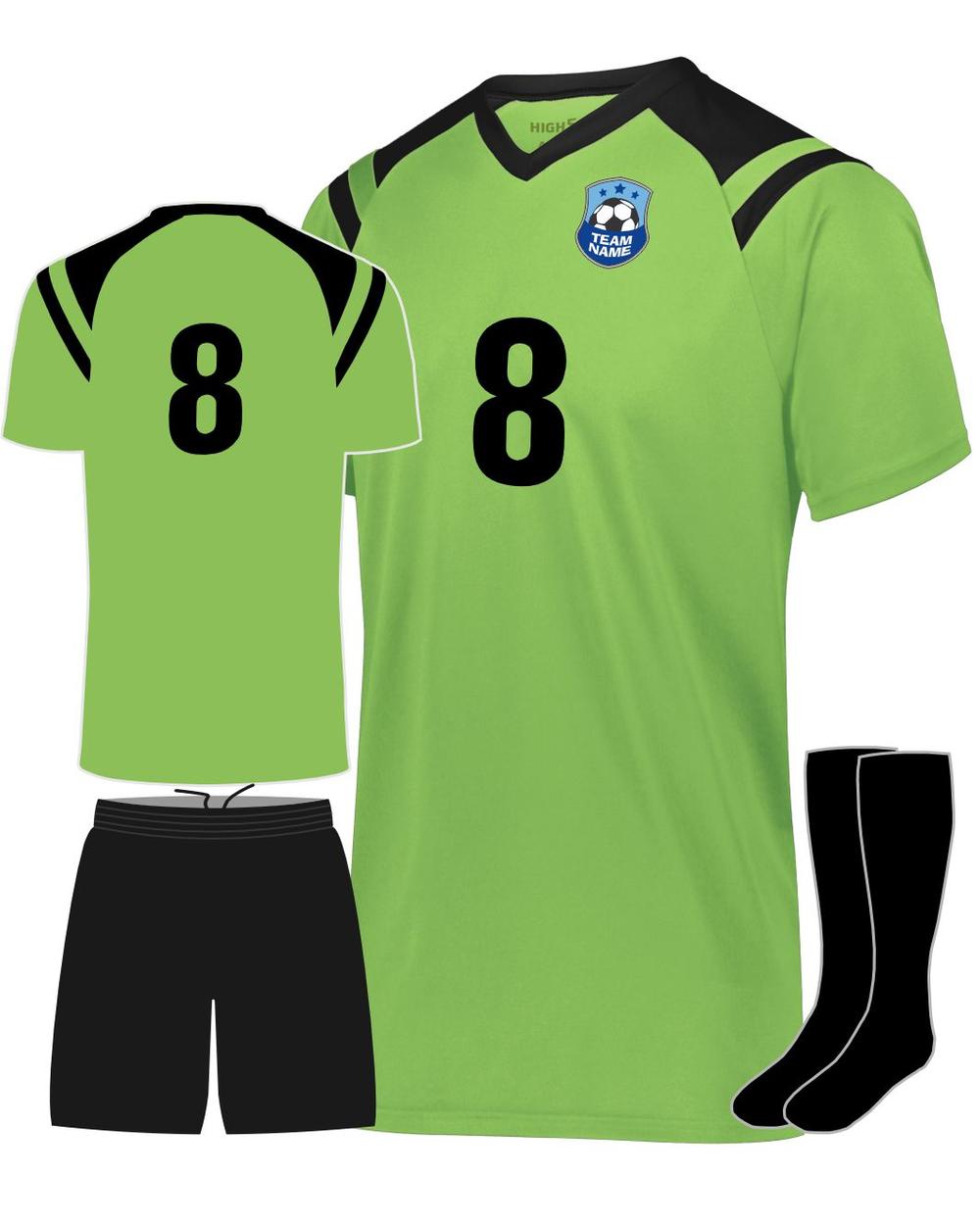 High 5 Sheffield Custom Soccer Uniform, color: Lime/Black