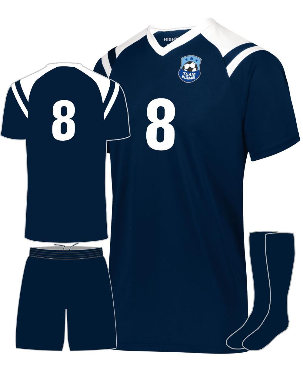 High 5 Youth Custom Soccer Uniform, color: Navy/White