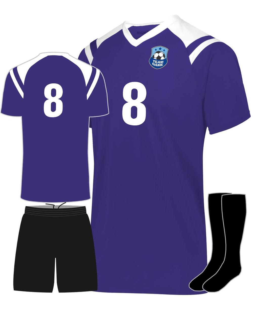 High 5 Youth Custom Soccer Uniform, color: Purple/White