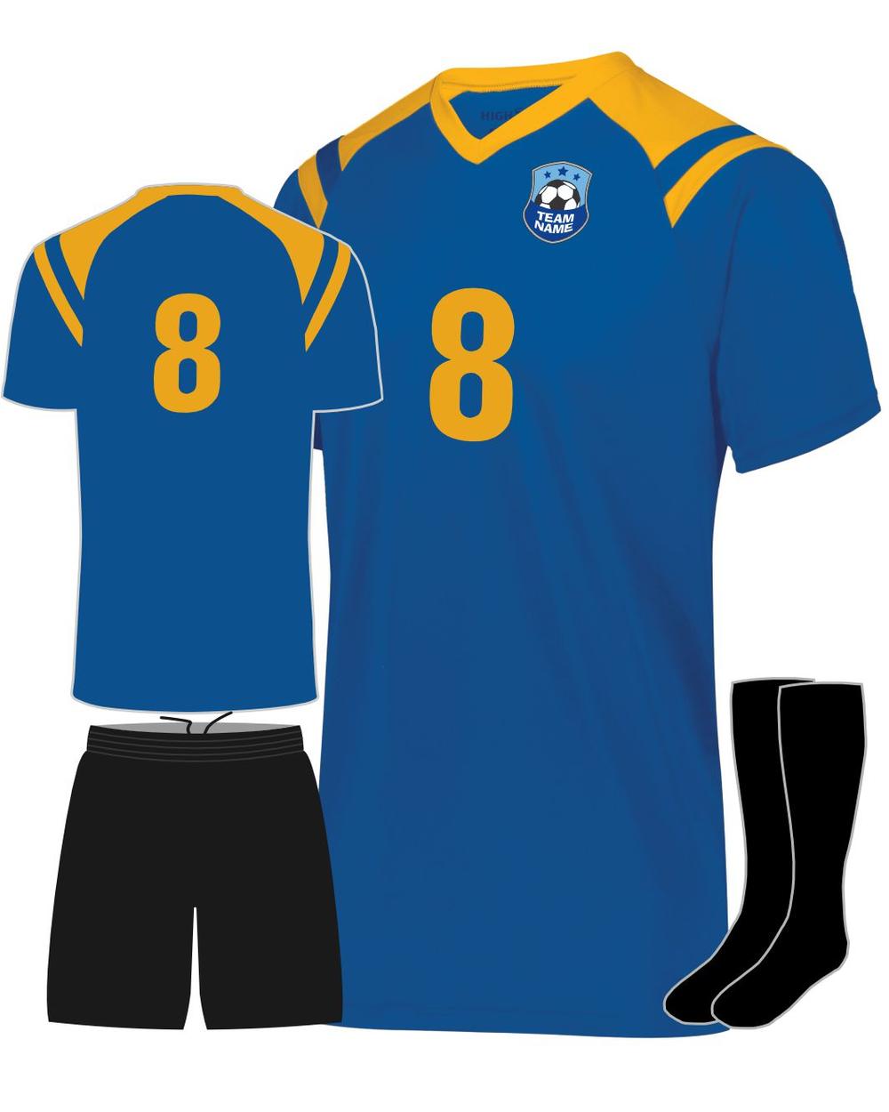 High 5 Youth Custom Soccer Uniform, color: Royal/Gold