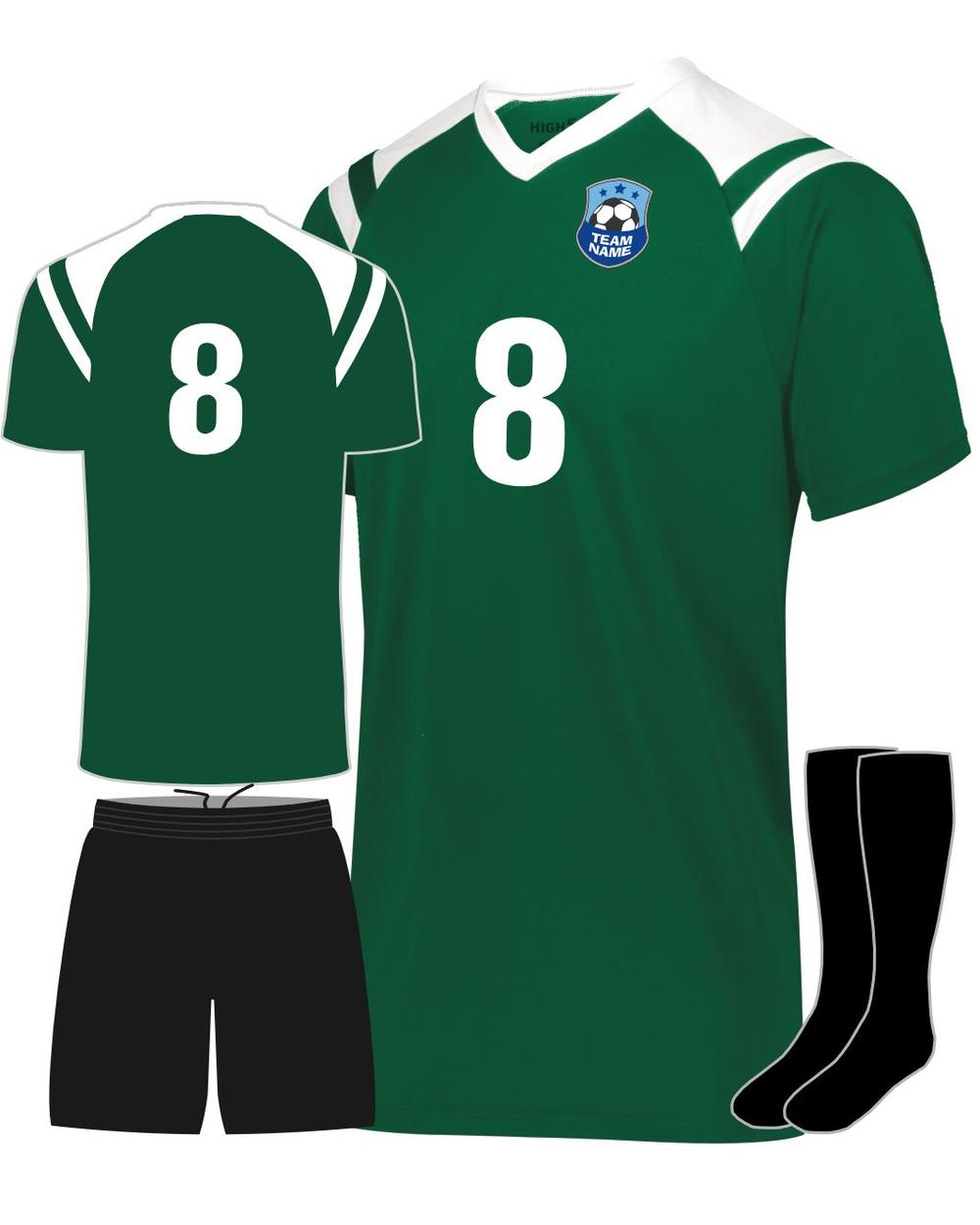 High 5 Youth Custom Soccer Uniform, color: Dark Green/White
