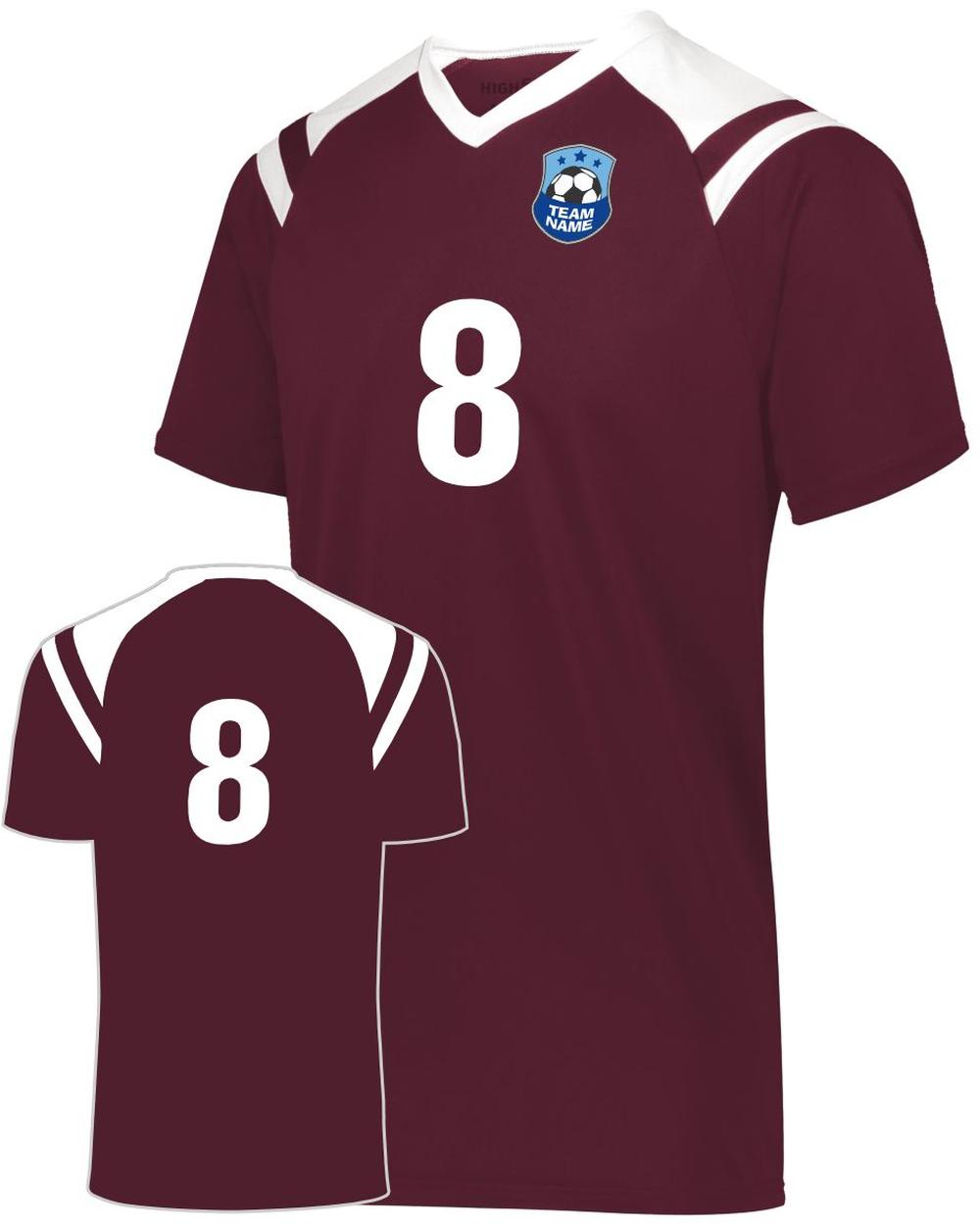 High 5 Youth Sheffield Custom Soccer Jersey, color: Maroon/White