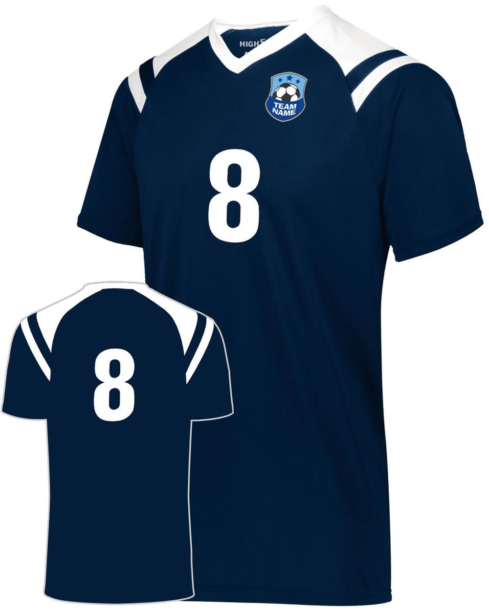 High 5 Youth Sheffield Custom Soccer Jersey, color: Navy/White