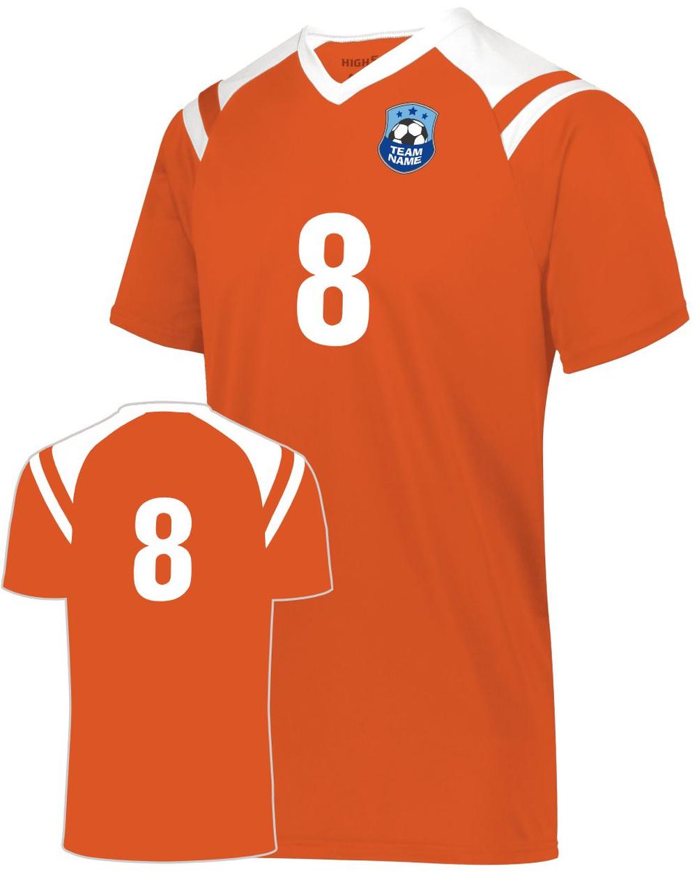 High 5 Youth Sheffield Custom Soccer Jersey, color: Orange/White