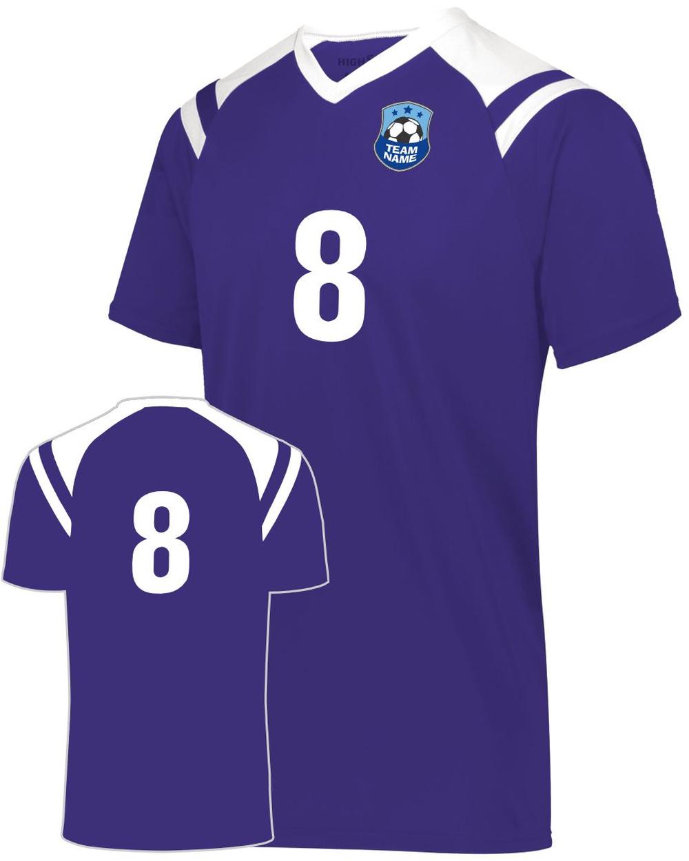 High 5 Youth Custom Soccer Jersey, color: Purple/White