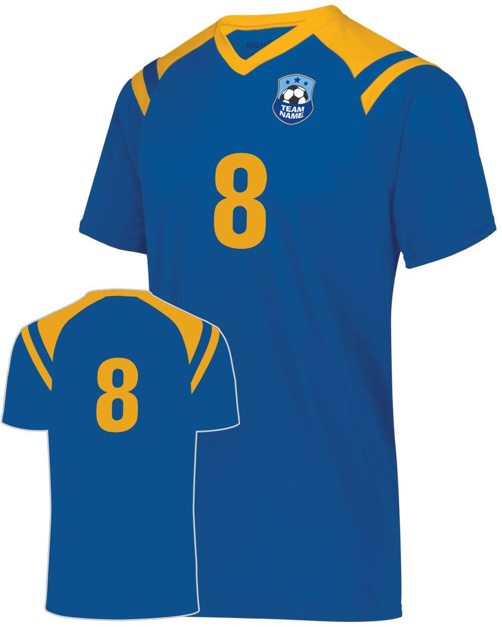 High 5 Youth Custom Soccer Jersey, color: Royal/Gold