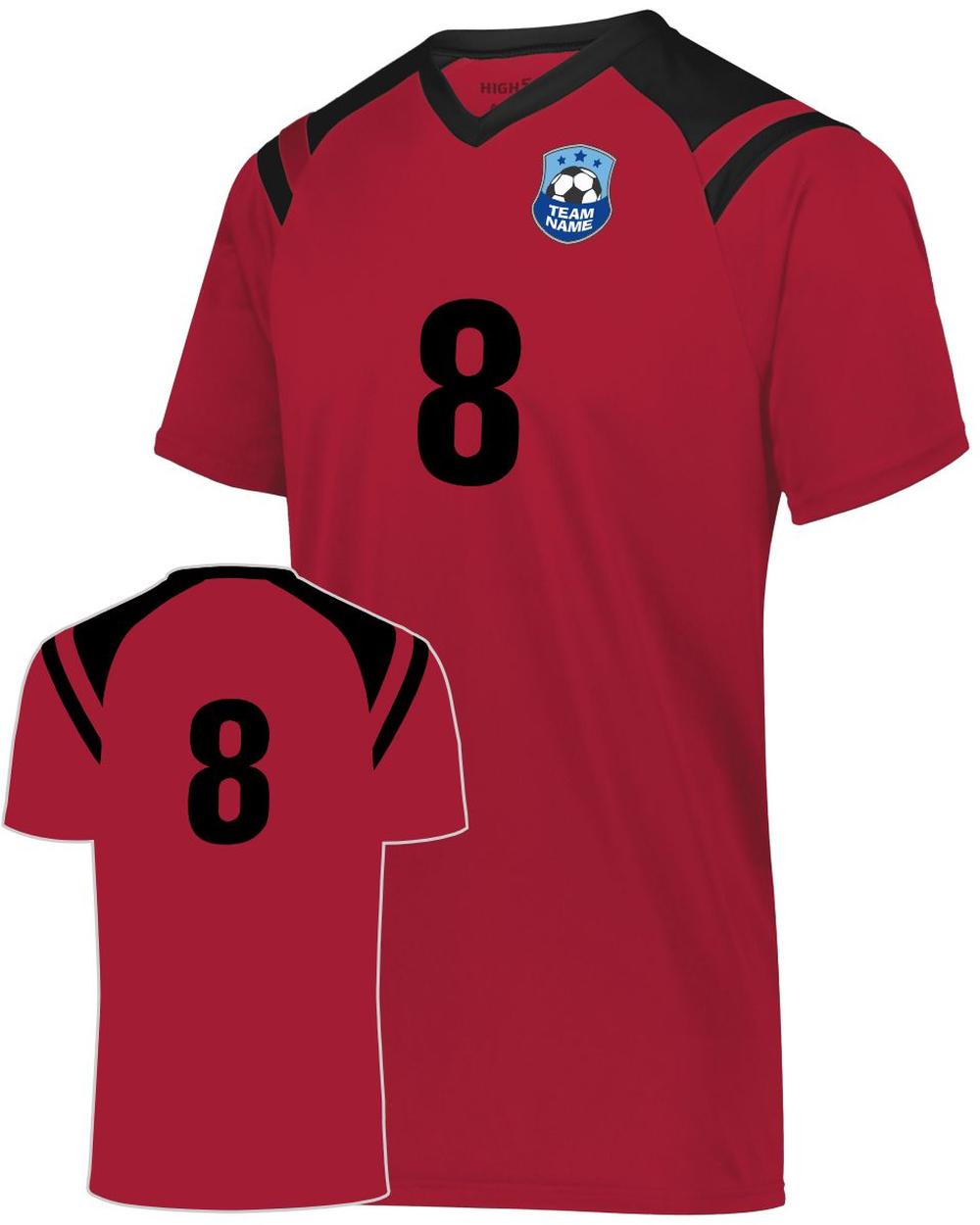 High 5 Youth Sheffield Custom Soccer Jersey, color: Scarlet/Black