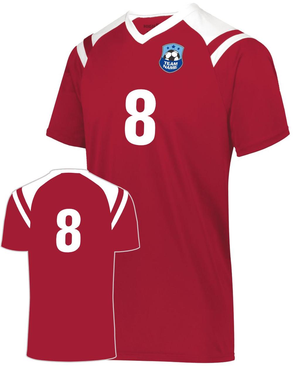 High 5 Youth Sheffield Custom Soccer Jersey, color: Scarlet/White