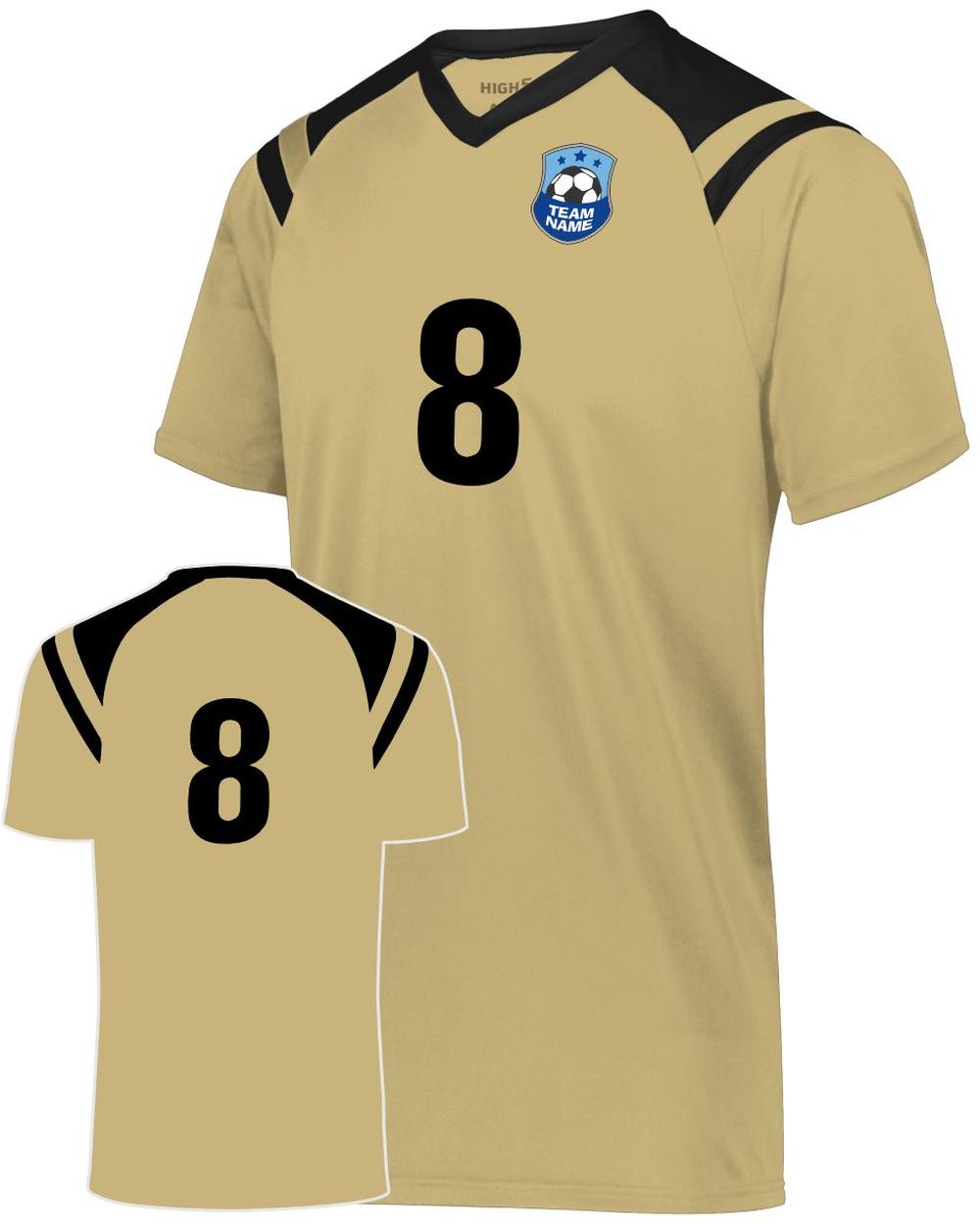 High 5 Youth Custom Soccer Jersey, color: Vegas Gold/Black