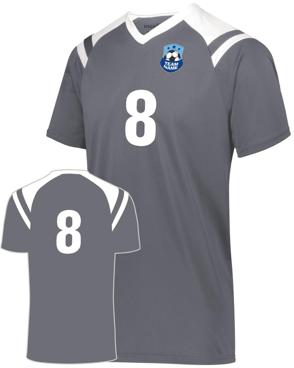 High 5 Youth Custom Soccer Jersey, color: Graphite/White