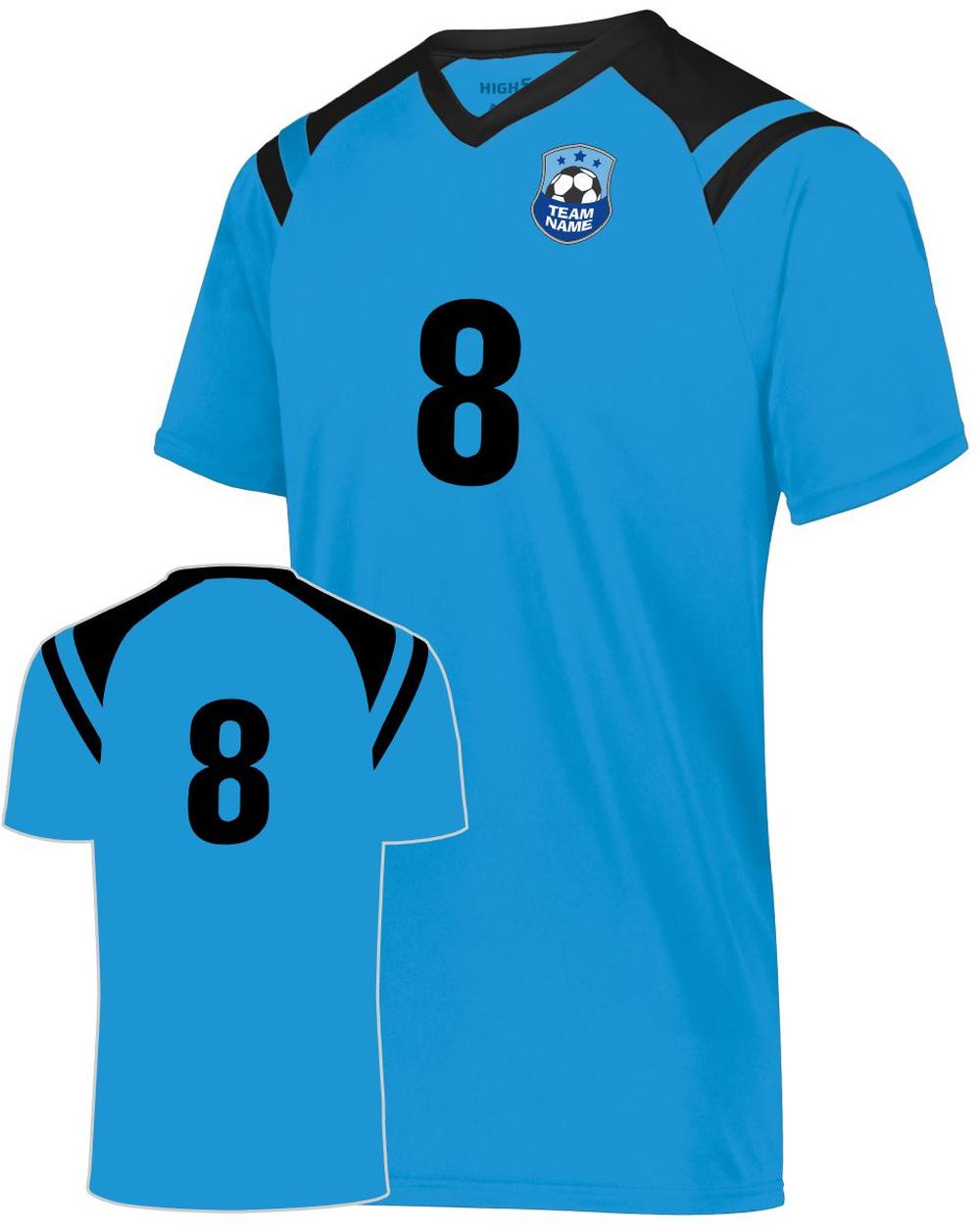 High 5 Youth Sheffield Custom Soccer Jersey, color: Power Blue/Black