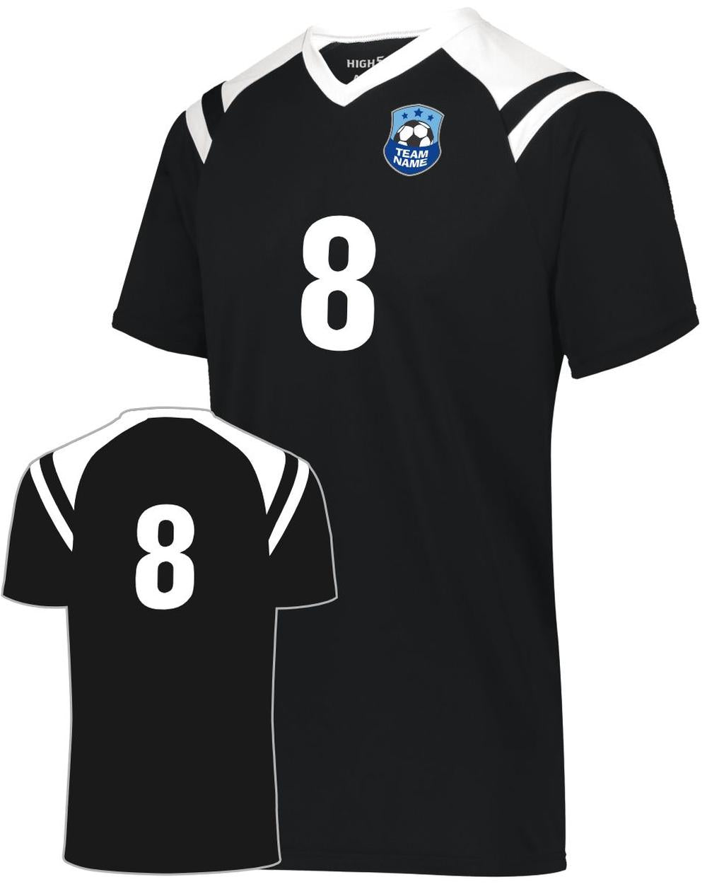 High 5 Youth Custom Soccer Jersey, color: Black/White