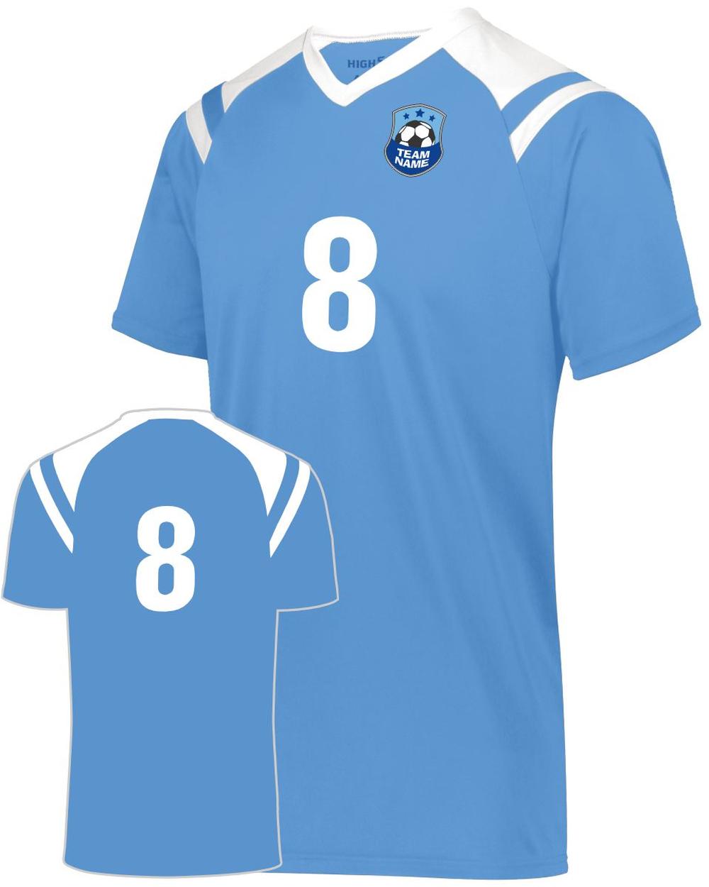 High 5 Youth Custom Soccer Jersey, color: Columbia/White