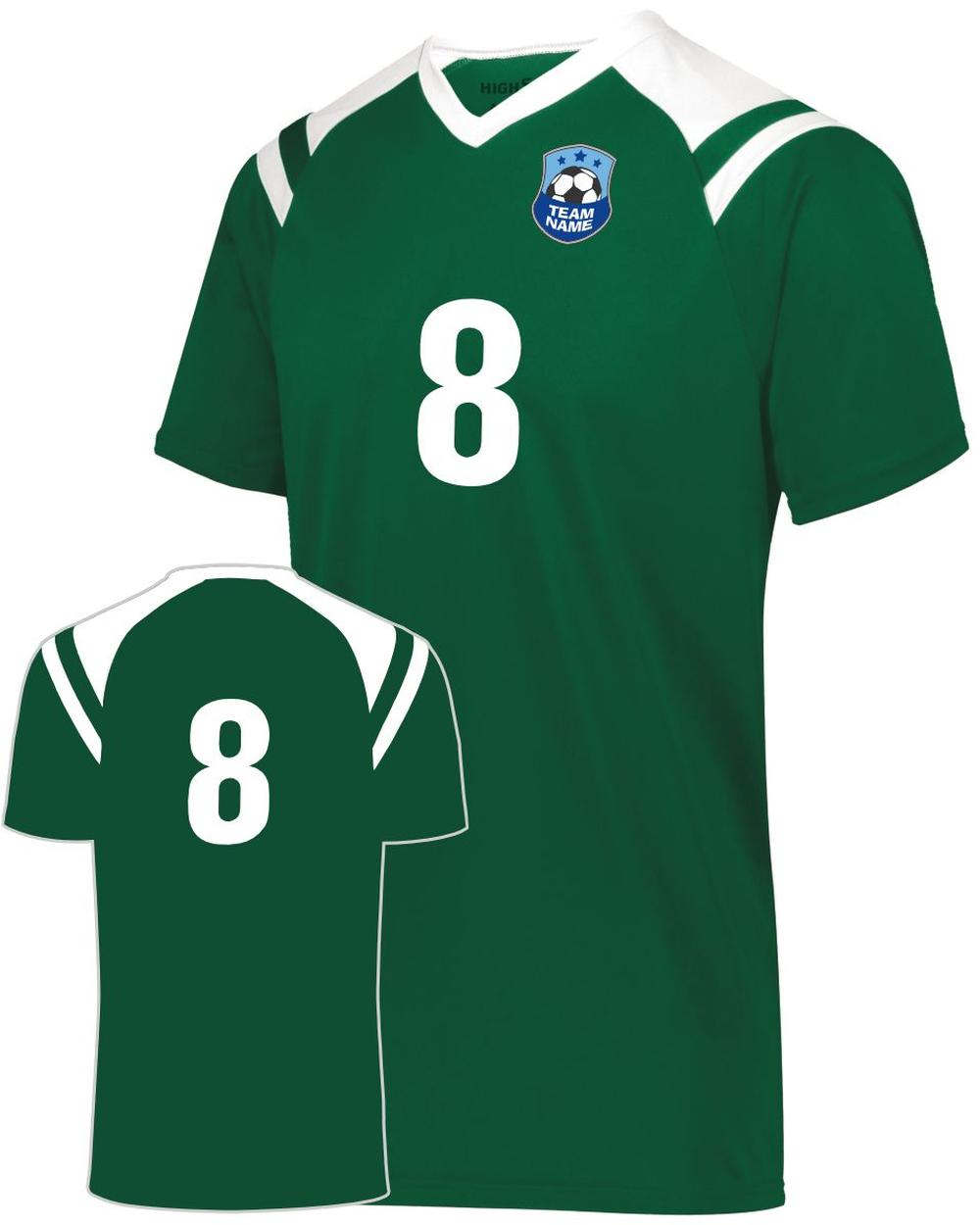High 5 Youth Custom Soccer Jersey, color: Dark Green/White