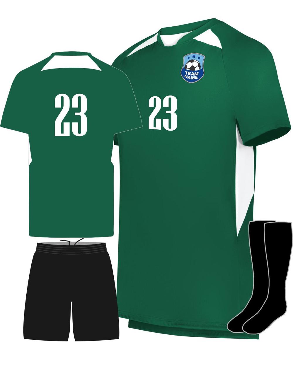 High 5 Men's Custom Soccer Uniform, color: Dark Green/White
