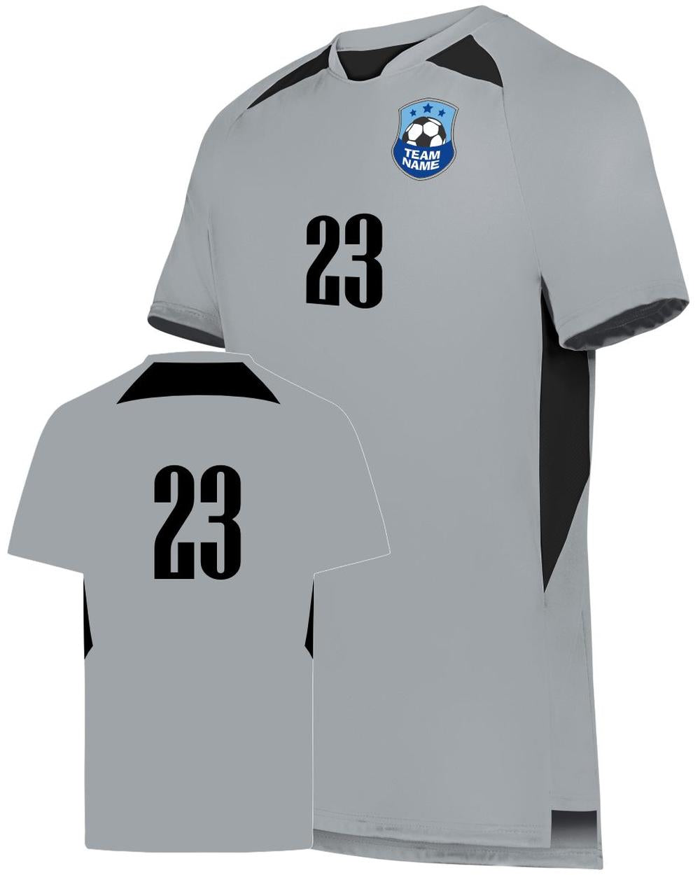 High 5 Men's Custom Soccer Jersey, color: Silver/Black