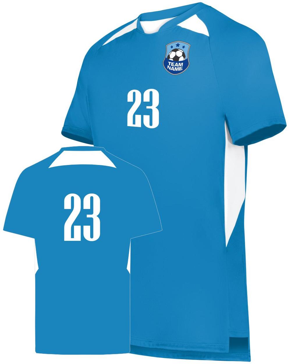High 5 Men's Custom Soccer Jersey, color: Power Blue/White