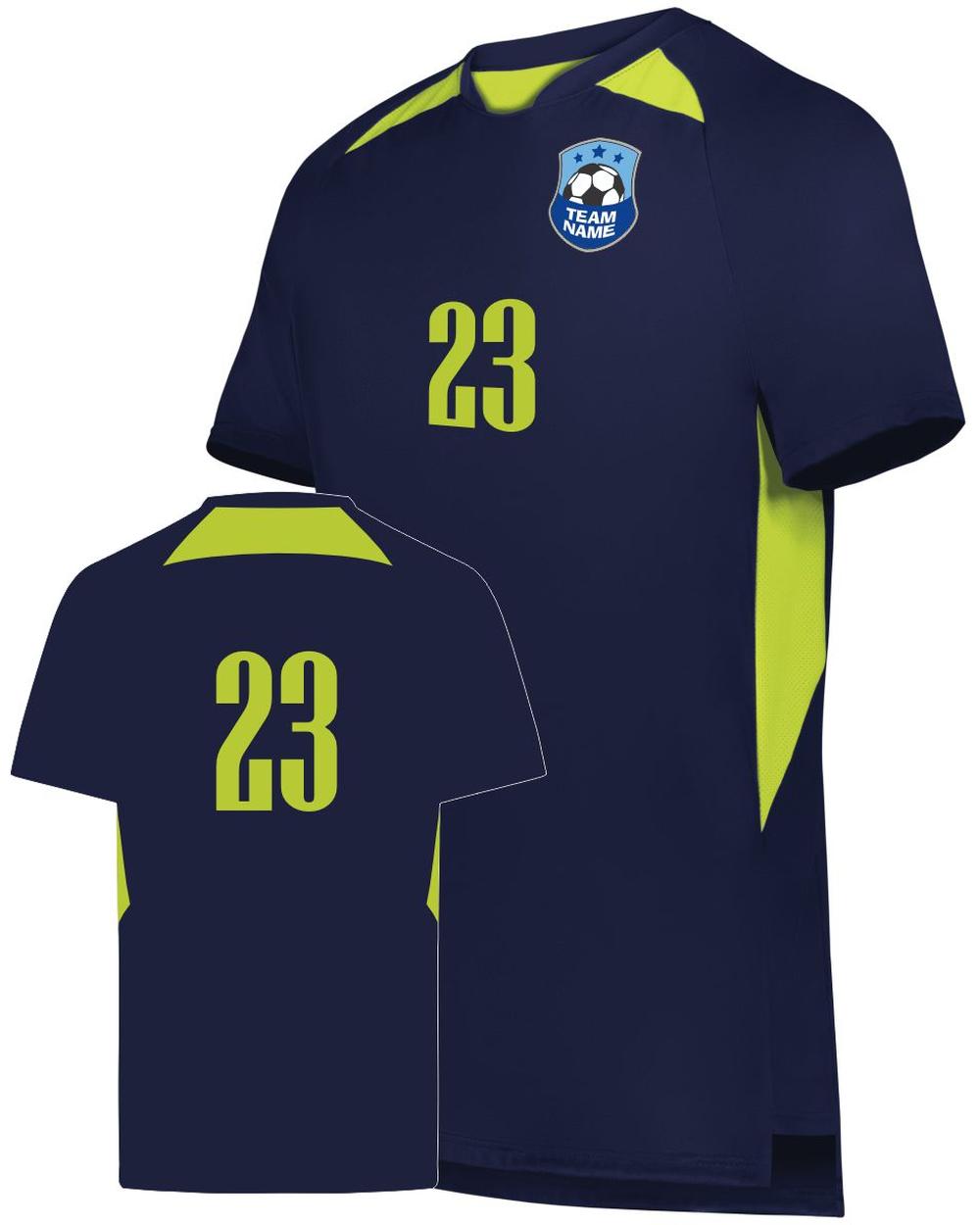 High 5 Men's Custom Soccer Jersey, color: Navy/Lime