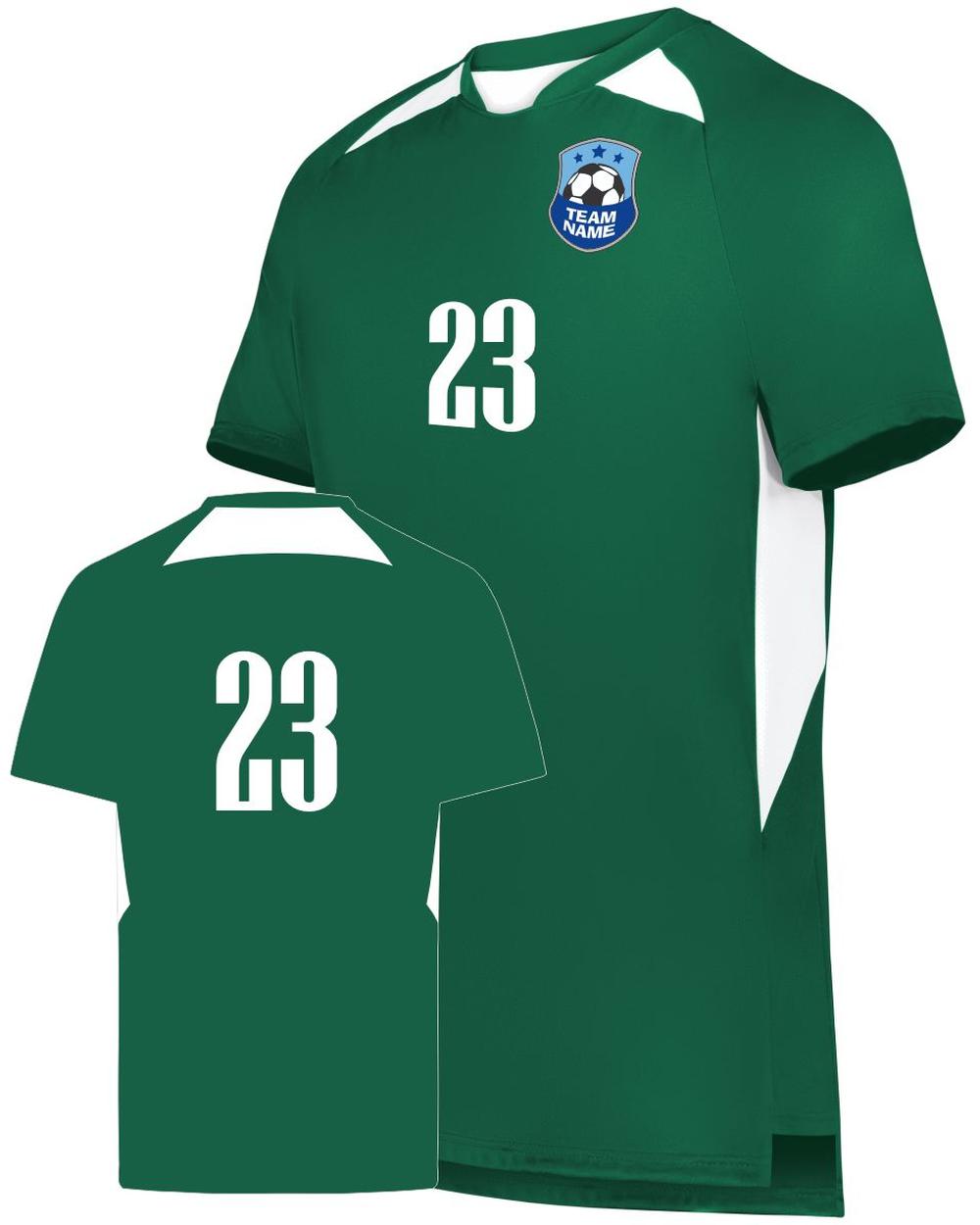 High 5 Men's Custom Soccer Jersey, color: Dark Green/White