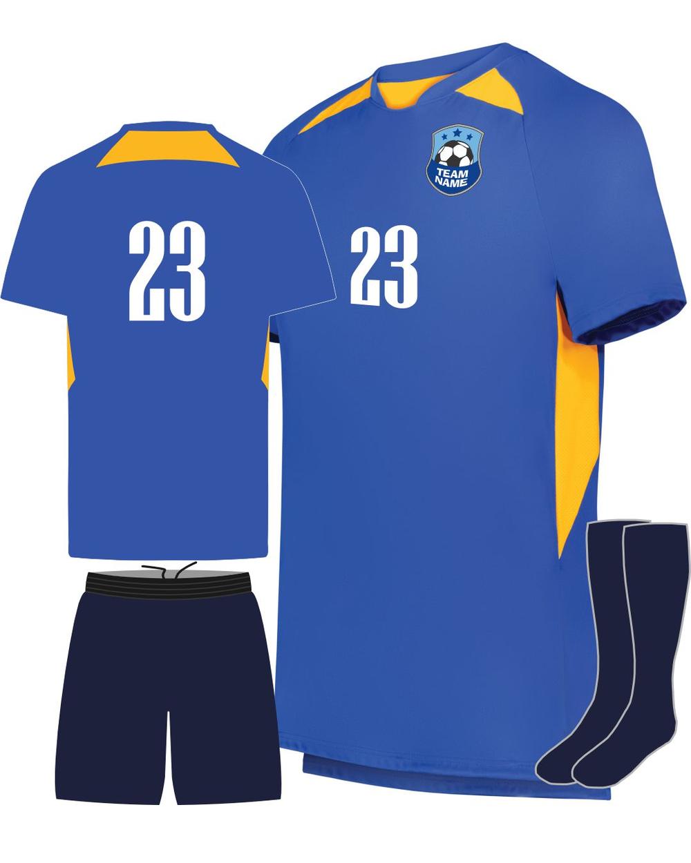 High 5 Youth Hawk Evolution Custom Soccer Uniform, color: Royal/Gold