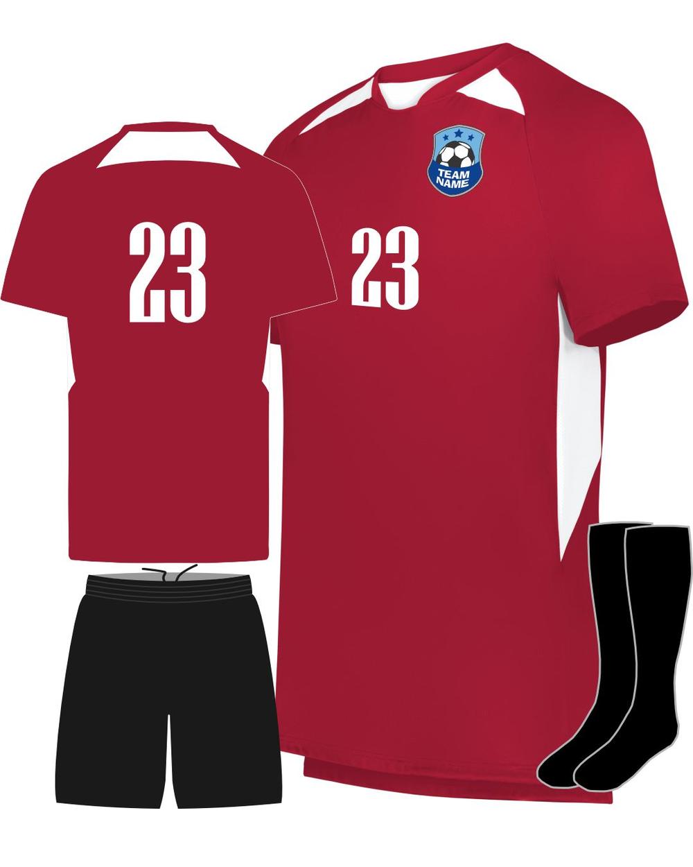 High 5 Youth Custom Soccer Uniform, color: Scarlet/White
