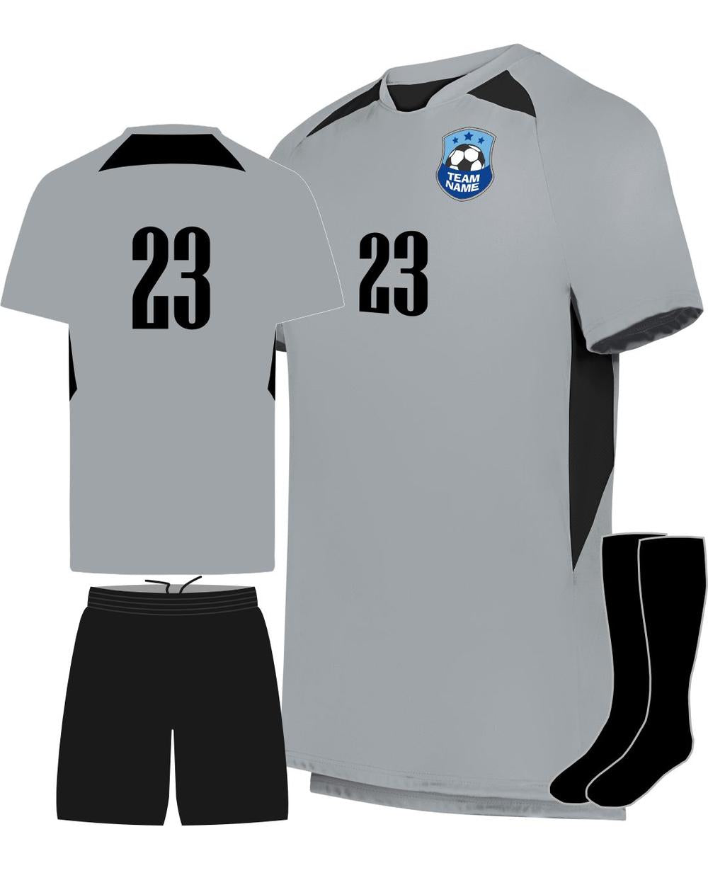 High 5 Youth Hawk Evolution Custom Soccer Uniform, color: Silver/Black