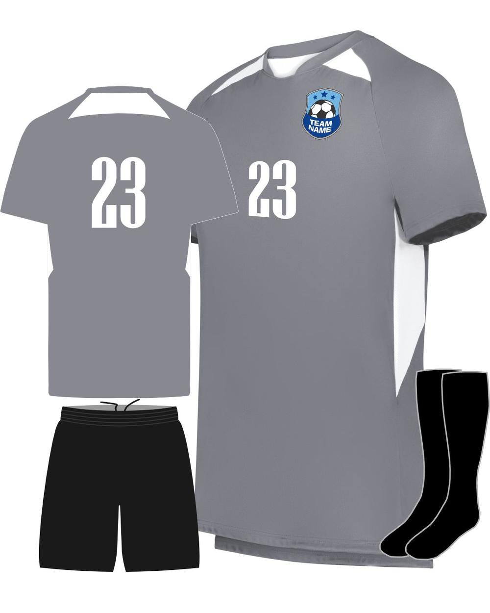 High 5 Youth Custom Soccer Uniform, color: Graphite/White