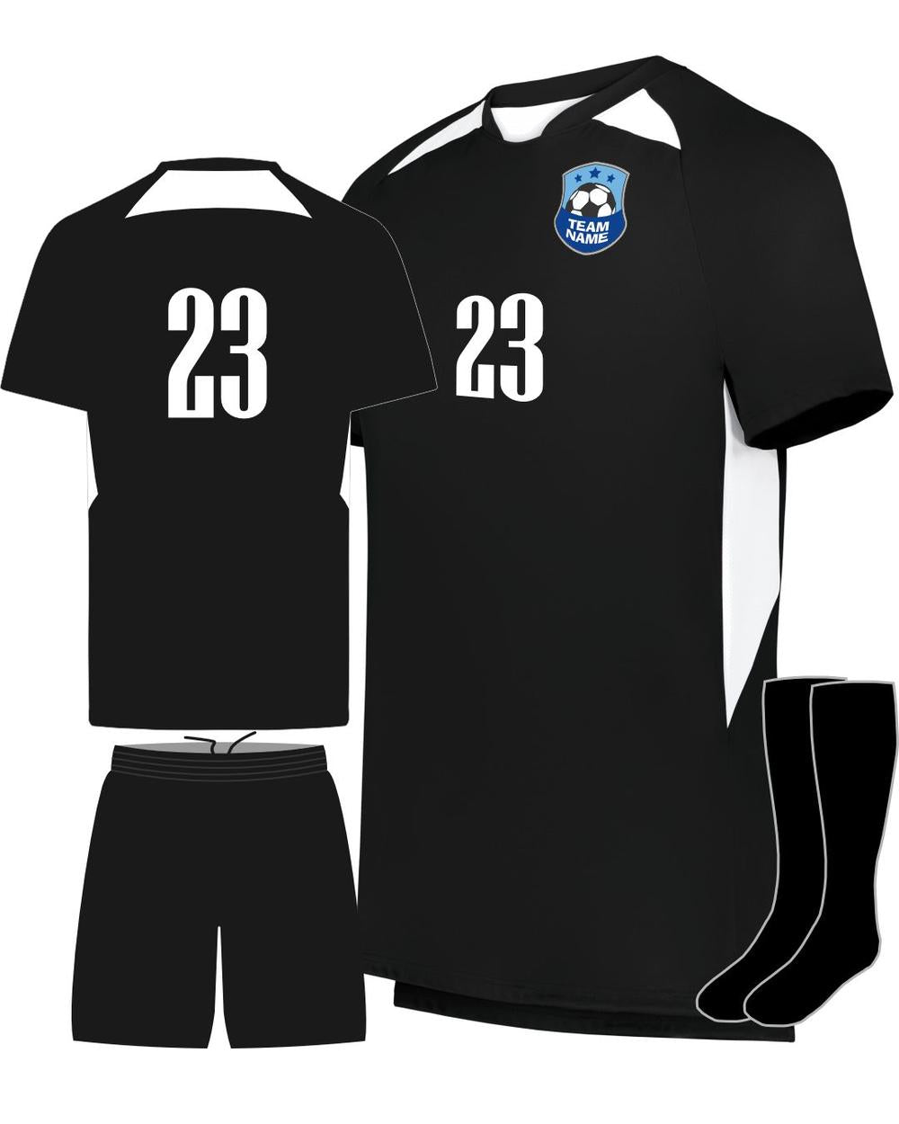 High 5 Youth Hawk Evolution Custom Soccer Uniform, color: Black/White