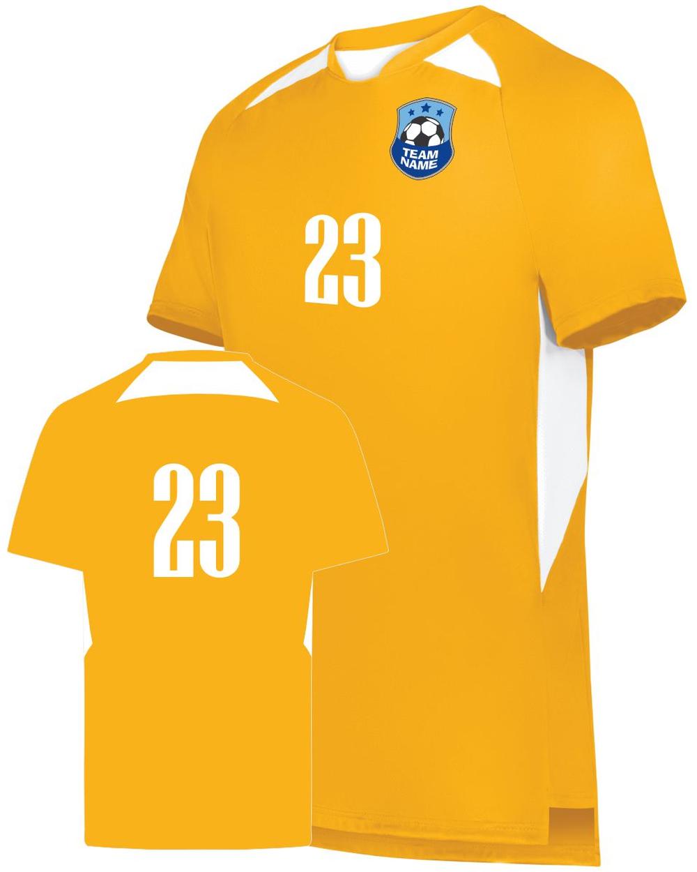 High 5 Youth Hawk Evolution Custom Soccer Jersey, color: Gold/White