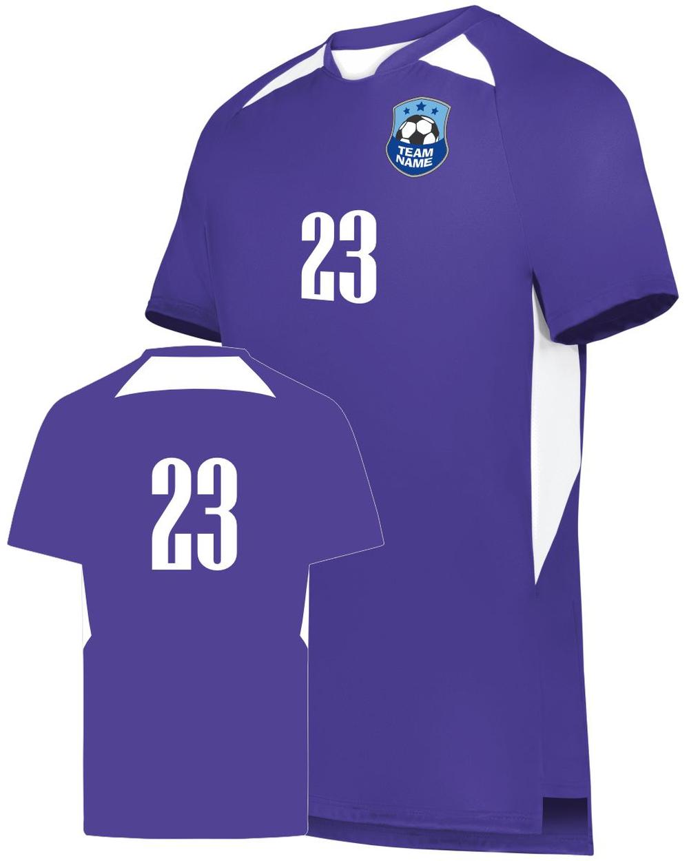 High 5 Youth Custom Soccer Jersey, color: Purple/White