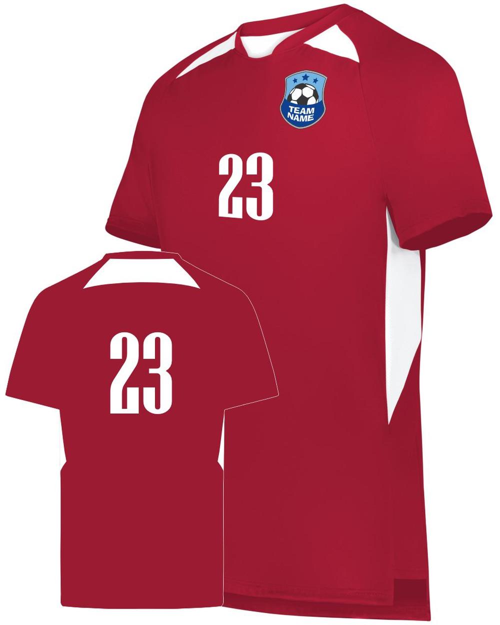 High 5 Youth Custom Soccer Jersey, color: Scarlet/White