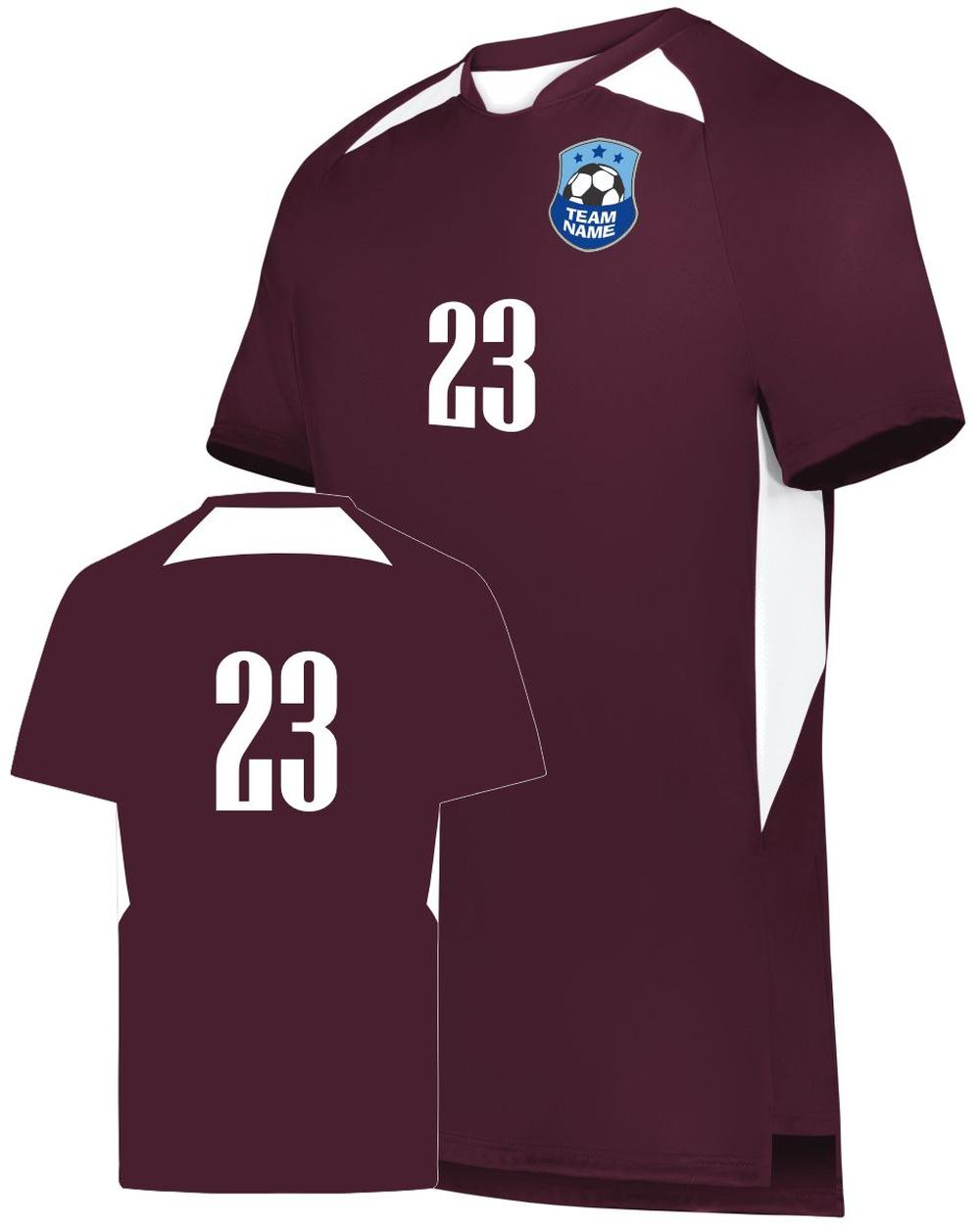 High 5 Women's Custom Soccer Jersey, color: Maroon/White