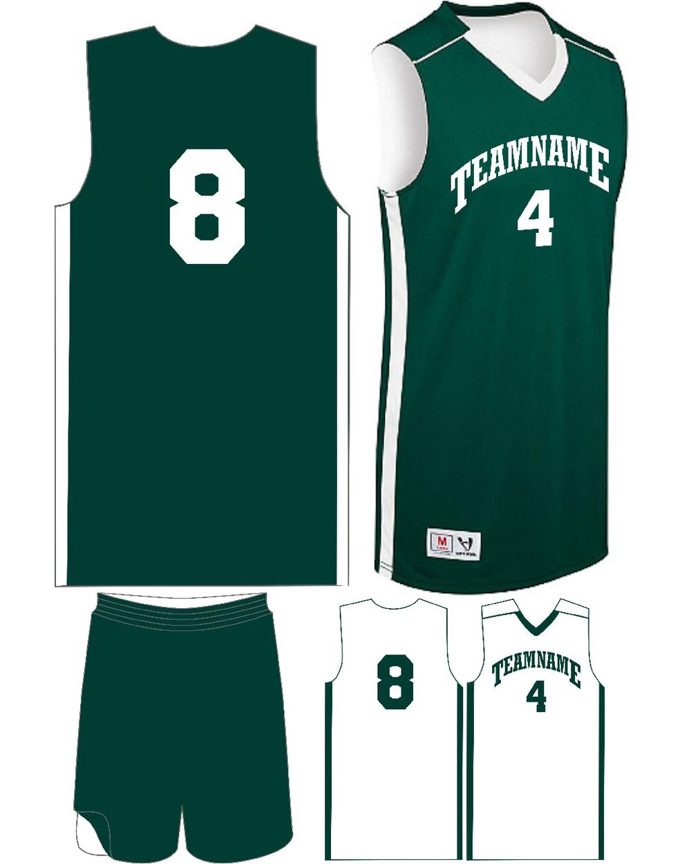 High 5 Men's Custom Competition Reversible Basketball Uniform, color: Forest/White