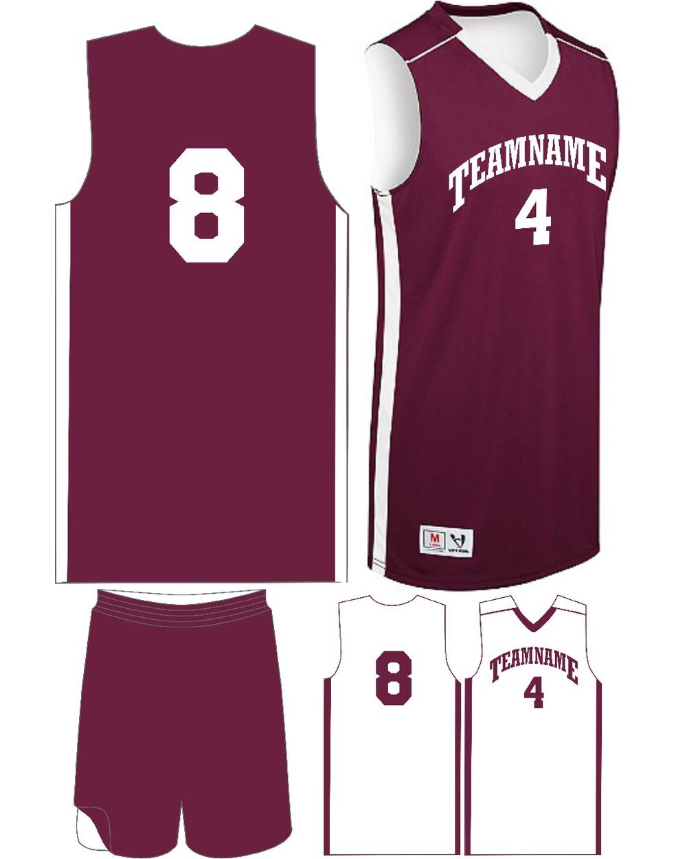 High 5 Men's Custom Competition Reversible Basketball Uniform, color: Maroon/White