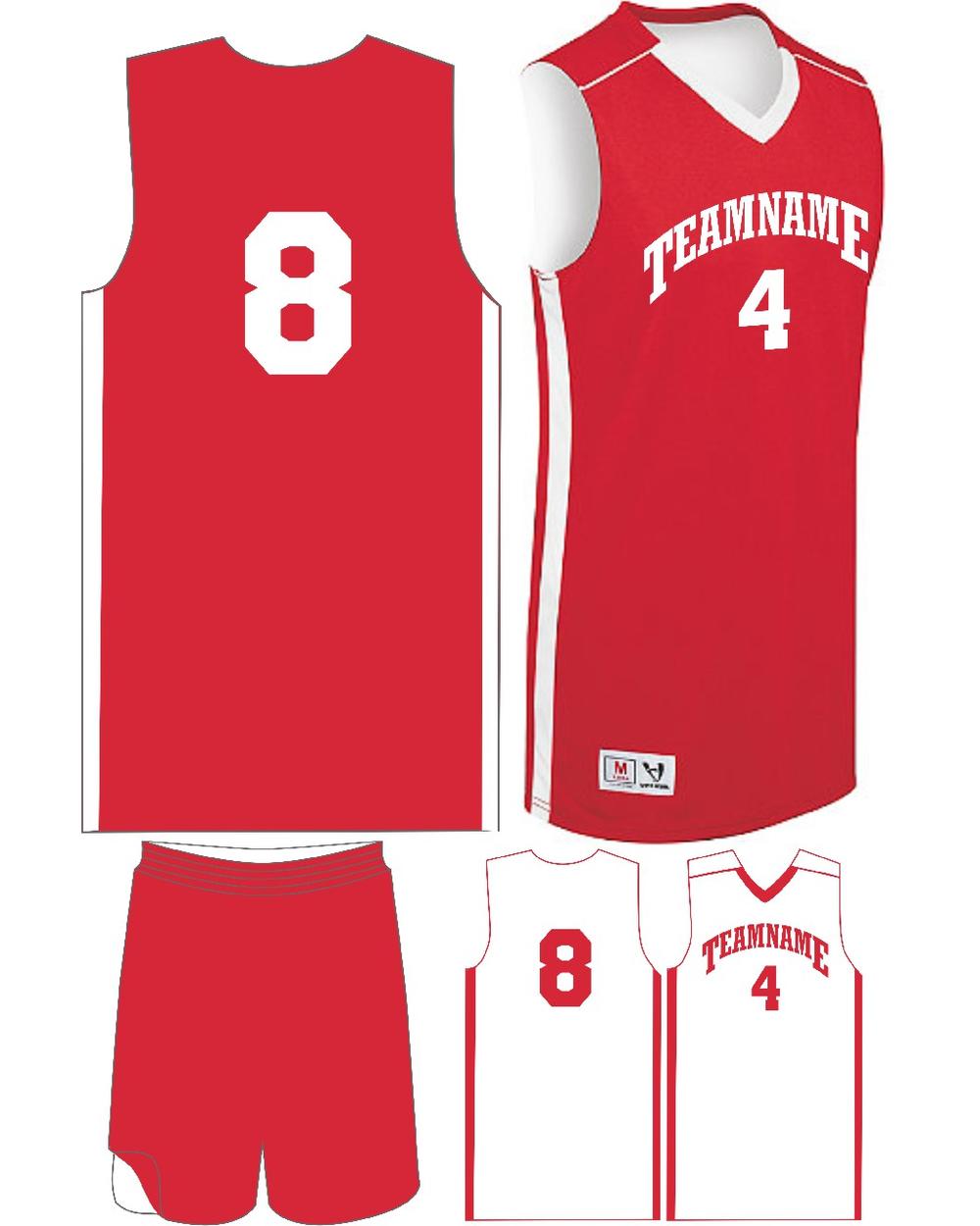 High 5 Men's Custom Competition Reversible Basketball Uniform, color: Scarlet/White