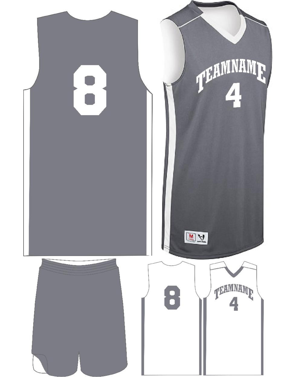 High 5 Men's Custom Competition Reversible Basketball Uniform, color: Graphite/White