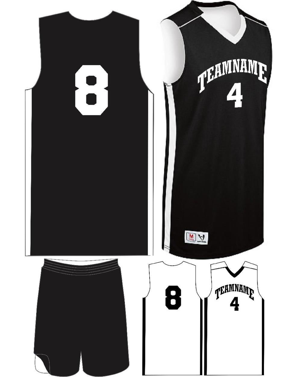 High 5 Men's Custom Competition Reversible Basketball Uniform, color: Black/White